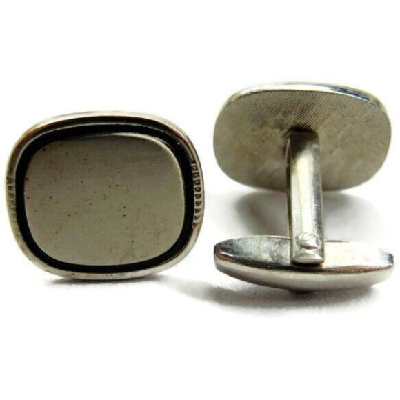 Foster Vtg 925 Sterling Silver Black Trim Cufflinks Shirts Tux Wedding Men Used - Picture 3 of 10